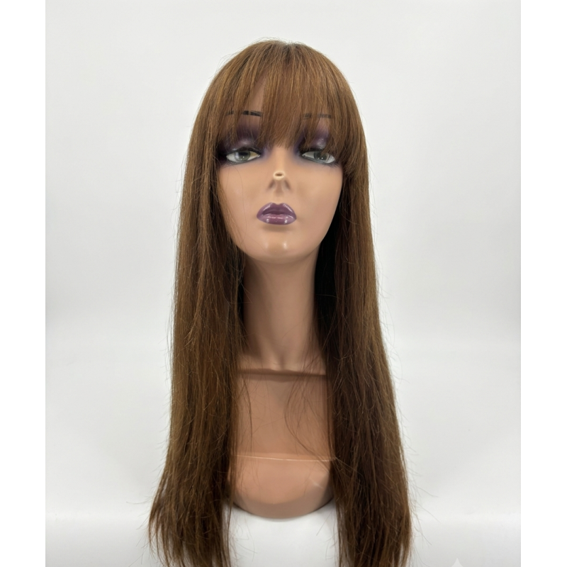 Perruque Longue Lisse avec Frange – Châtain Naturel Chic | EBUN AFRO BEAUTY