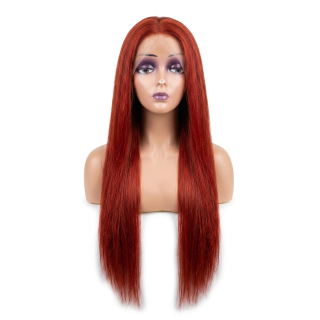 Affirmez votre style avec cette perruque longue d'un rouge intense. Sa finition lace front offre un rendu naturel et sophistiqué