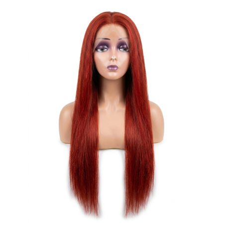Affirmez votre style avec cette perruque longue d'un rouge intense. Sa finition lace front offre un rendu naturel et sophistiqué
