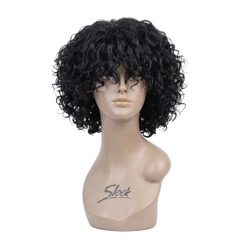 Perruque Courte Bouclée Noire  Style Dynamique & Chic | EBUN AFRO BEAUTY