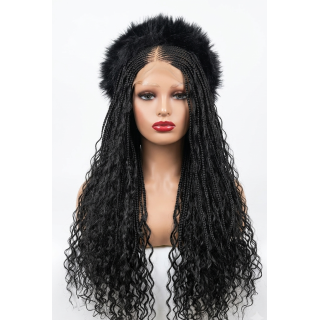Perruque Lace Wig Tressée avec Bandeau Fourrure  Style Bohème | EBUN AFRO BEAUTY