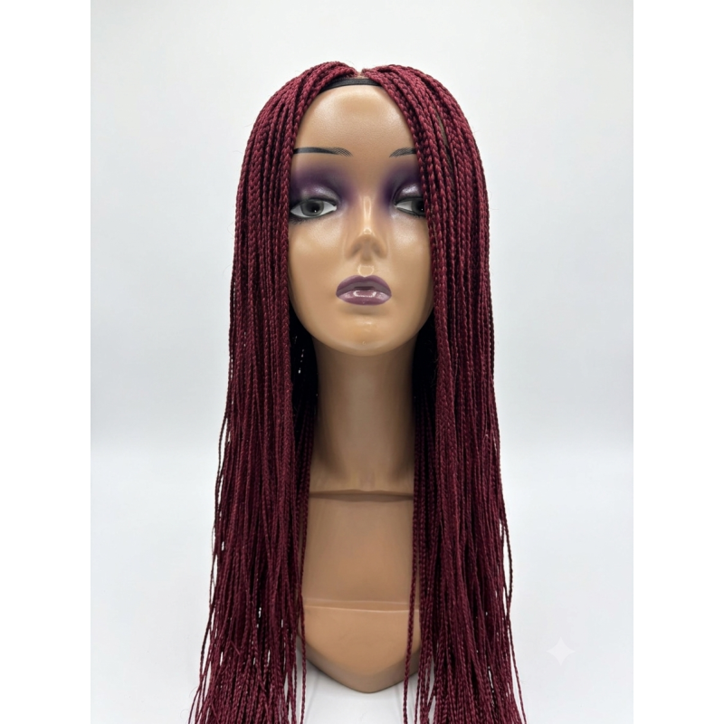 Perruque Braided Wig Tressée  Rouge Bourgogne Élégante | EBUN AFRO BEAUTY