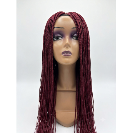 Perruque Braided Wig Tressée  Rouge Bourgogne Élégante | EBUN AFRO BEAUTY